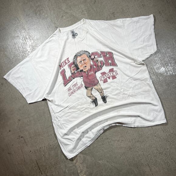Mike Leach Caricature Mississippi StateT-Shirt 2XL White - Picture 1 of 6